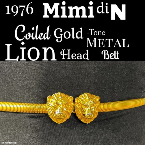 Mimi Di N Accessories - ⭐️HP⭐️VTG▪️MIMI Di N▪️1976 RARE Coiled Gold-Tone Lion Head Door Knocker Belt